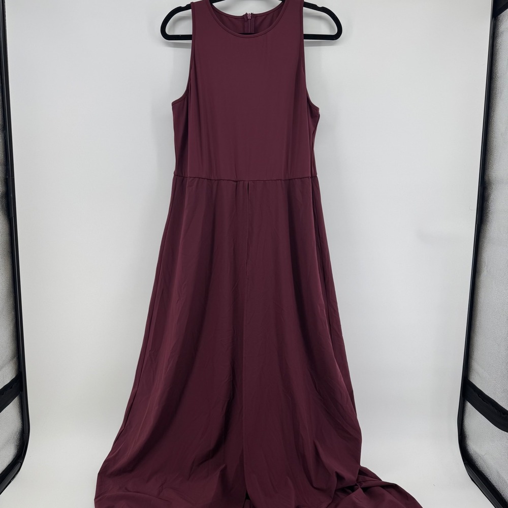Halara Breezeful Sleeveless Quick Dry Overlay Jumpsuit with Pockets XL Burgundy - Picture 3 of 12
